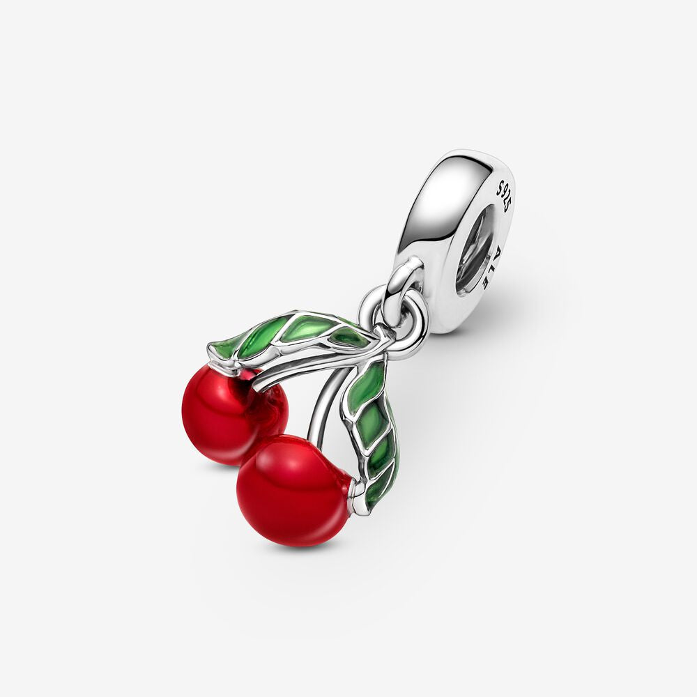 【Moments】Pan Asymmetrical Cherry Fruit Dangle Charm 791583C01 Red fruit pendant