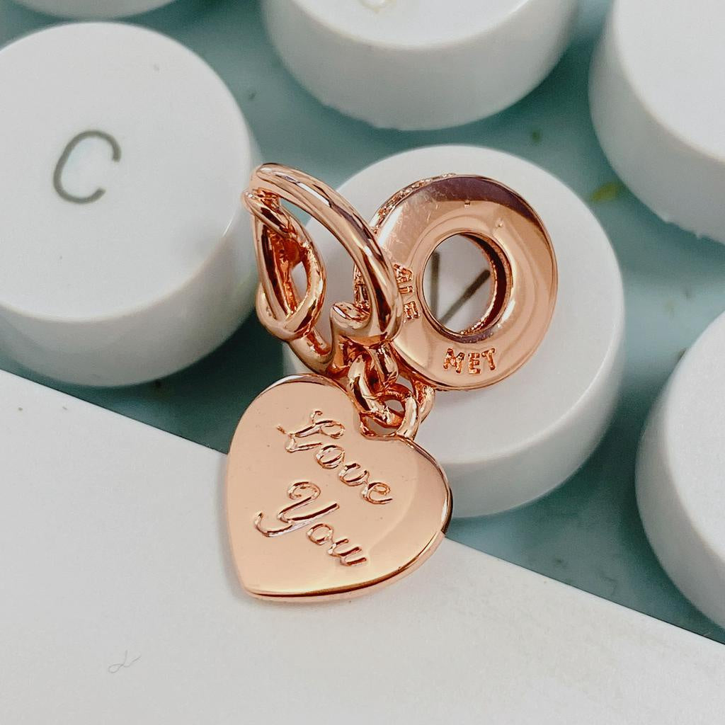 【Moments】Pan Love You Infinity Heart Dangle Charm 789369C01 925 Silver rose gold Pendant