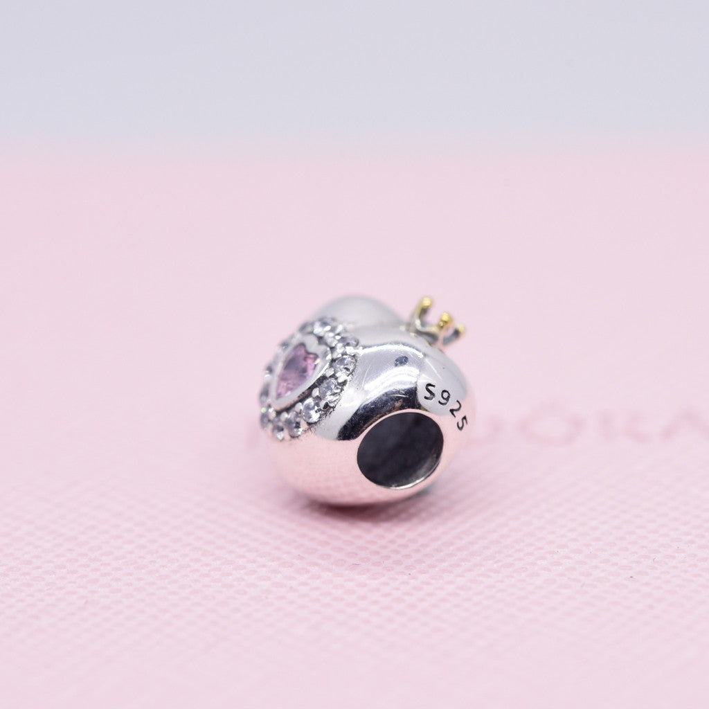 【Moments】PINK PRINCESS HEART SILVER CHARM 925 Silver pink Crown & Heart Charm 791375PCZ