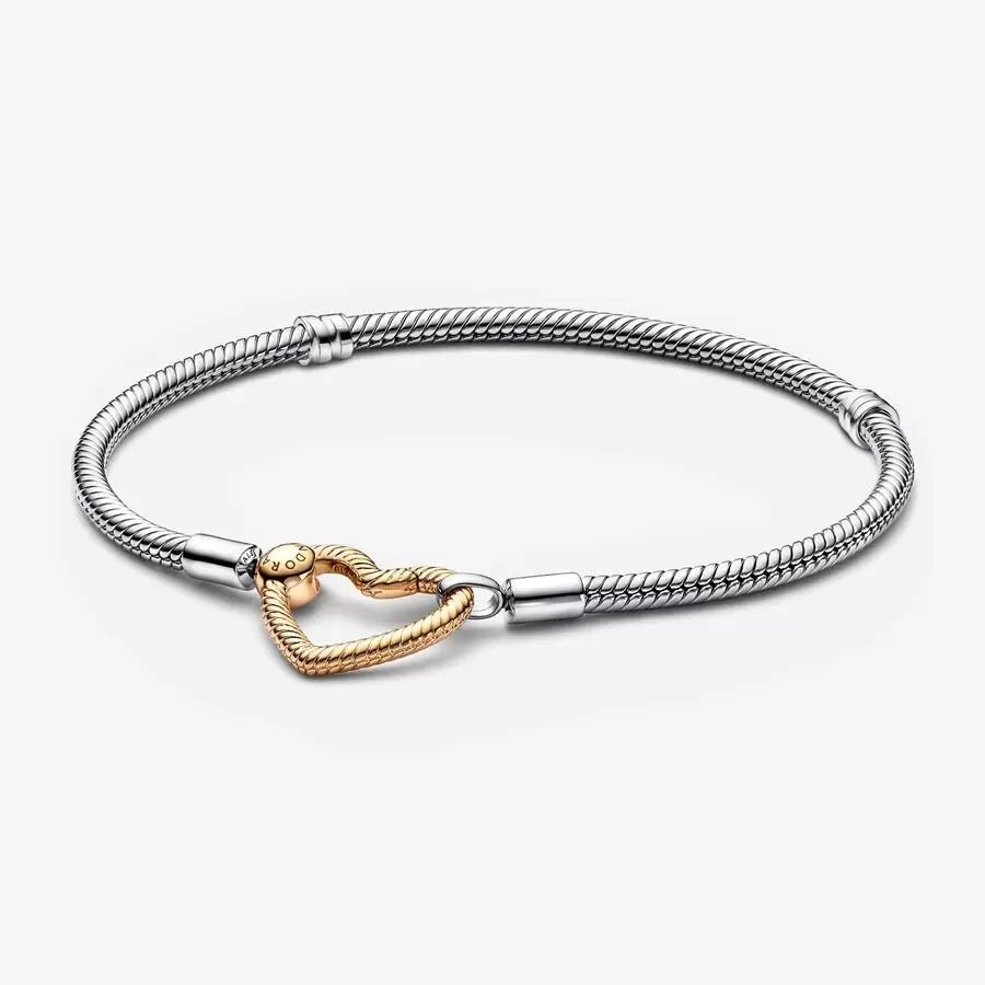 【MOMENTS】PAN Moments Heart Closure Snake Chain Bracelet 925 silver Rose Gold