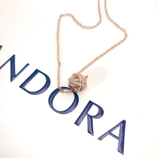 【Moments】Pan ROSE SPARKLING GALAXY NECKLACE 925 silver rose gold 781388CZ