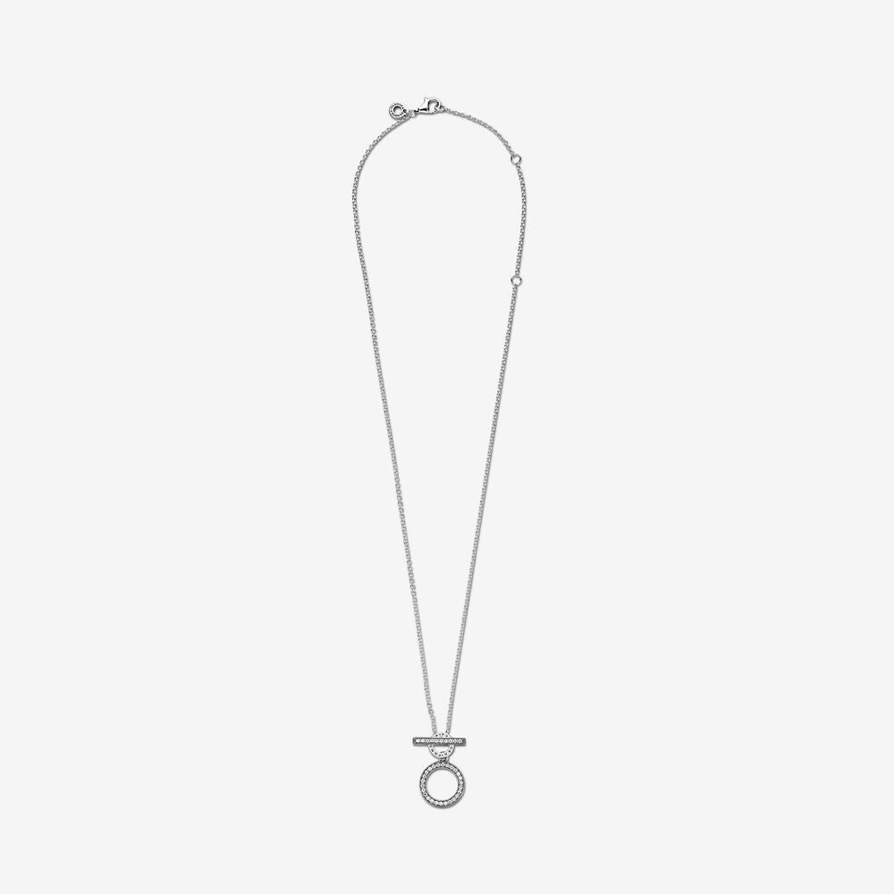 PAN Logo and Circles T-bar Necklace 399039C01 925 silver  for women diamond