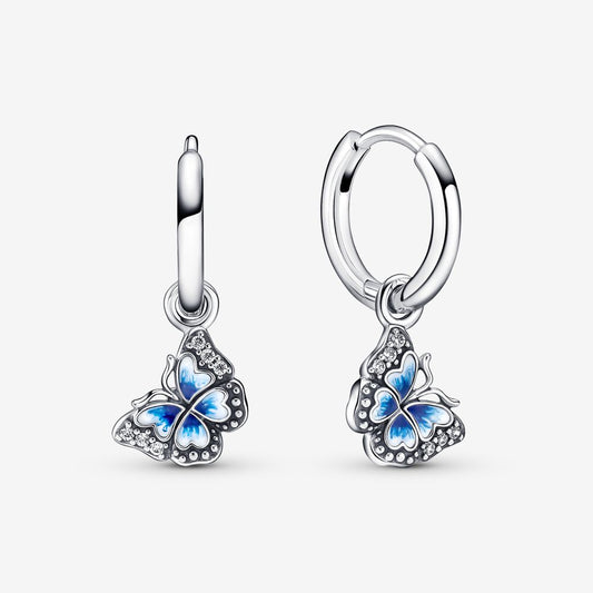 Pan Blue Butterfly Hoop Earrings  925 silver for women 290778C01 penant earrings