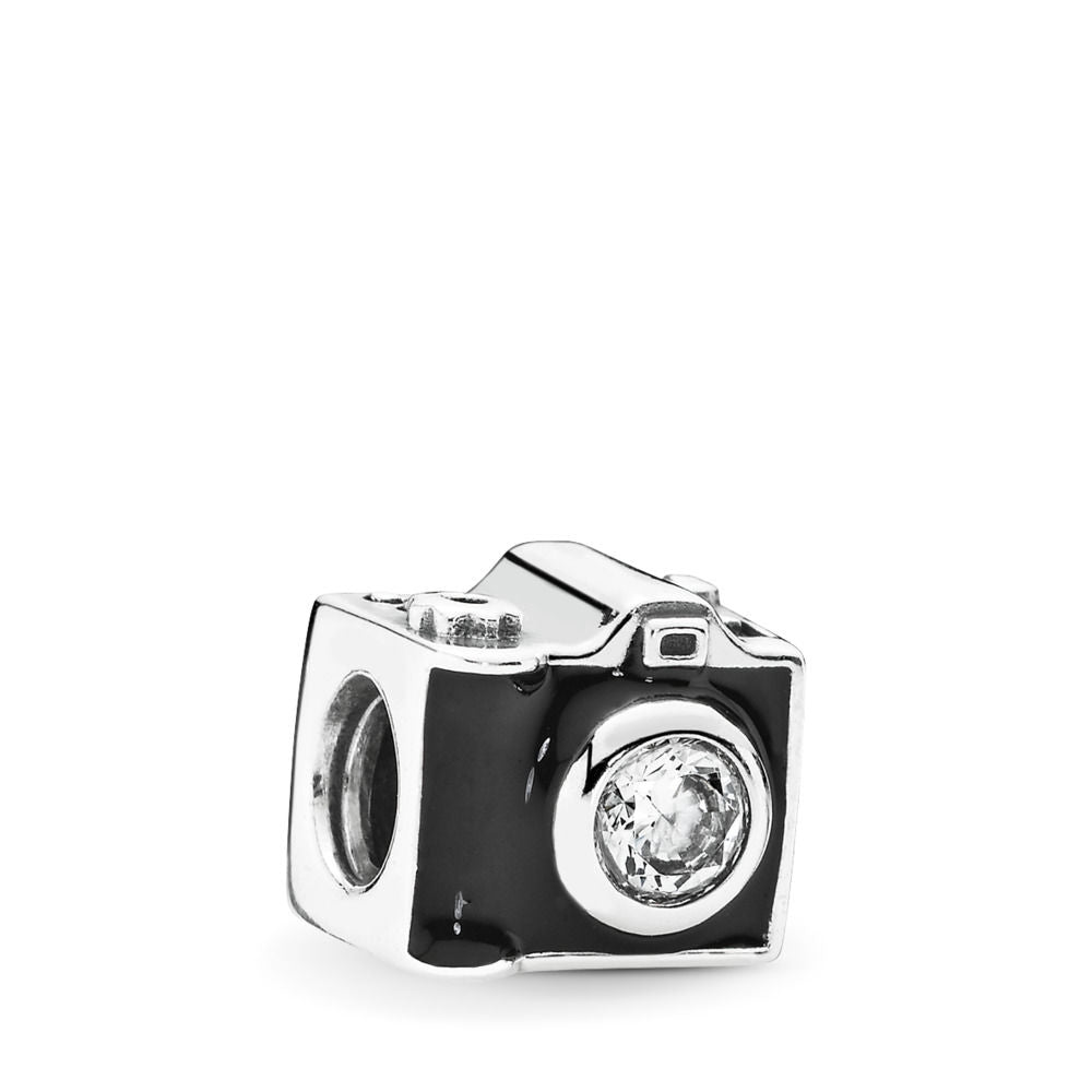 【Moments】Sentimental Snapshots Charm camera 925 Silver Clear CZ & Black Enamel 791709