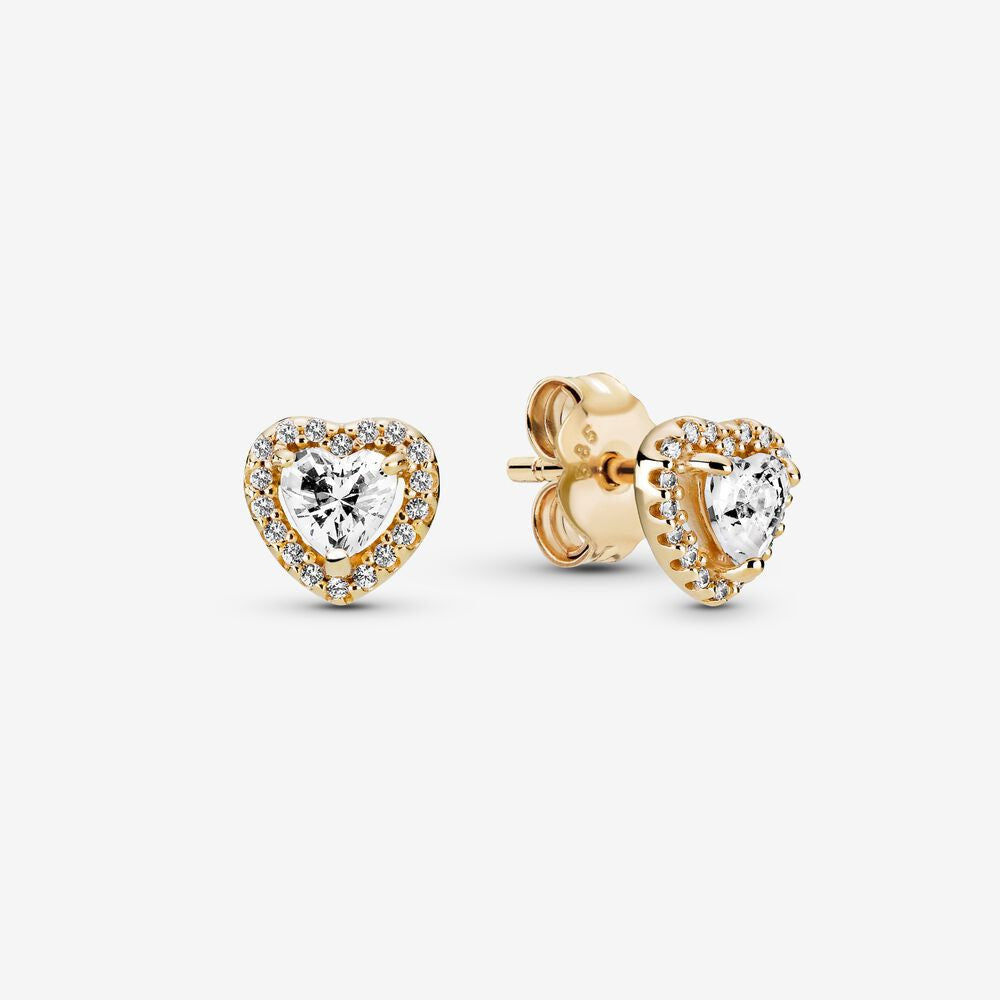 Pan Rose gold Elevated Heart Stud Earrings 925 silver for women diamond with box 288427C01 259137C01