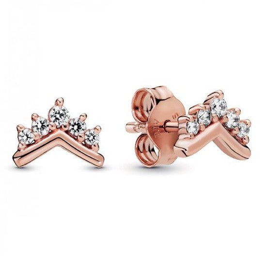 PAN Tiara Wishbone Stud Earrings 288274CZ Rose gold earrings