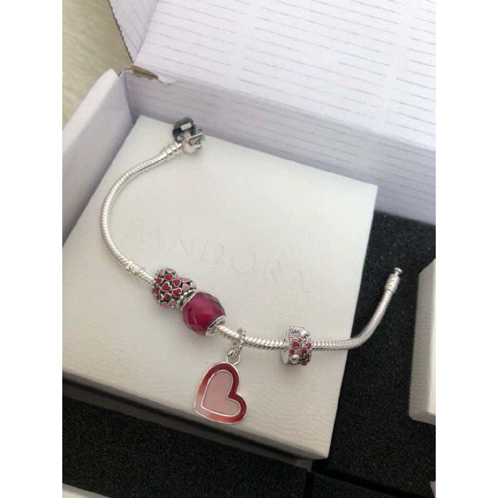 【Moments】Burst of Love Charm 925 silver red pink Hollow heart  796557ENMX