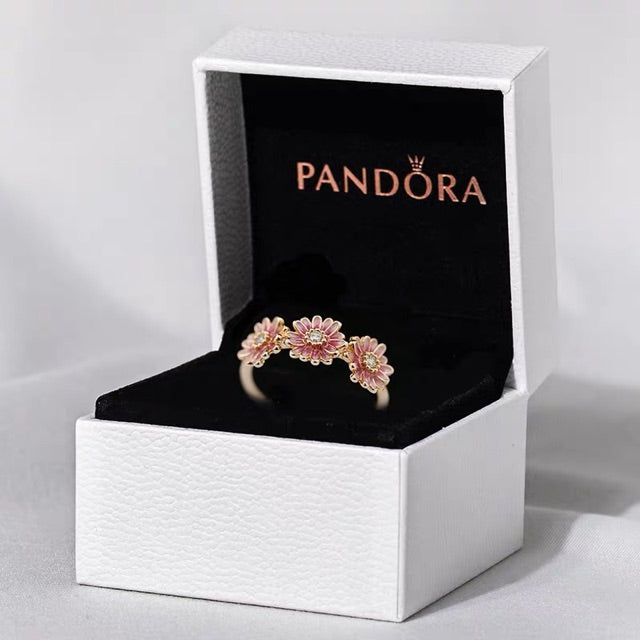 Pan Pink Daisy Flower Trio Ring for women ring 188792C01 pink rose gold ring