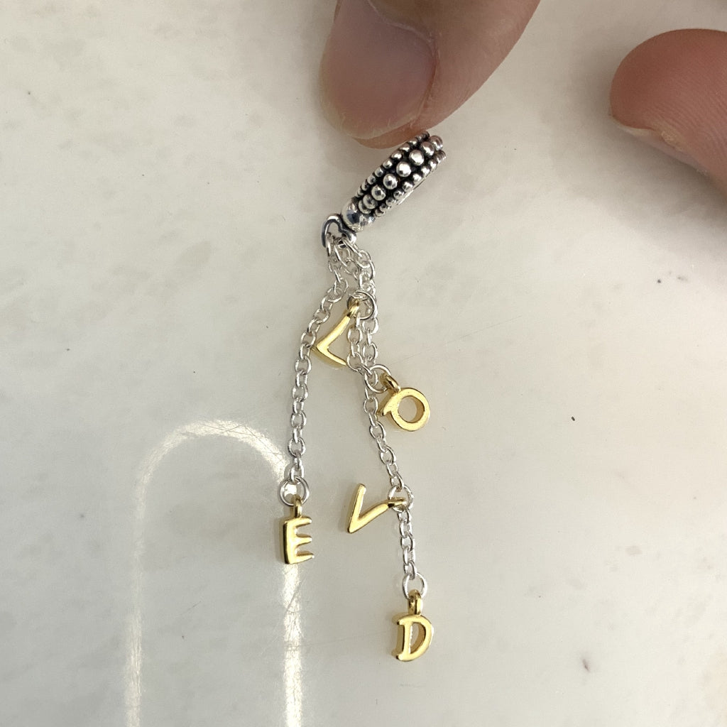 【Moments】Loved Script Charm 925silver gold lette love pendant 767831