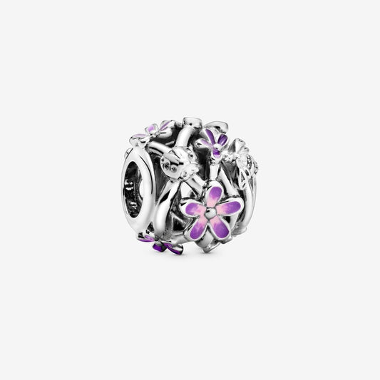 【Moments】Pan Openwork Purple Daisy Charm 798772C02 925 Silver flower