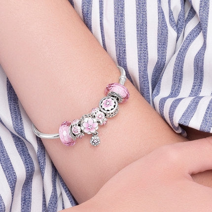 【Moments】PAN Pink Shimmer Faceted Murano Glass Charm 925 silver 791650 rose gold 781650