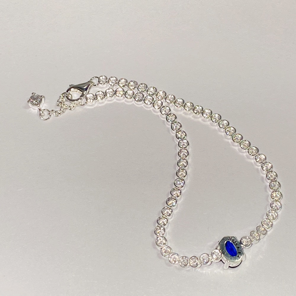 【Moments】PAN Sparkling Pavé Tennis Bracelet 590039C01 925 Silevr blue Cubic Zirconia for women girls