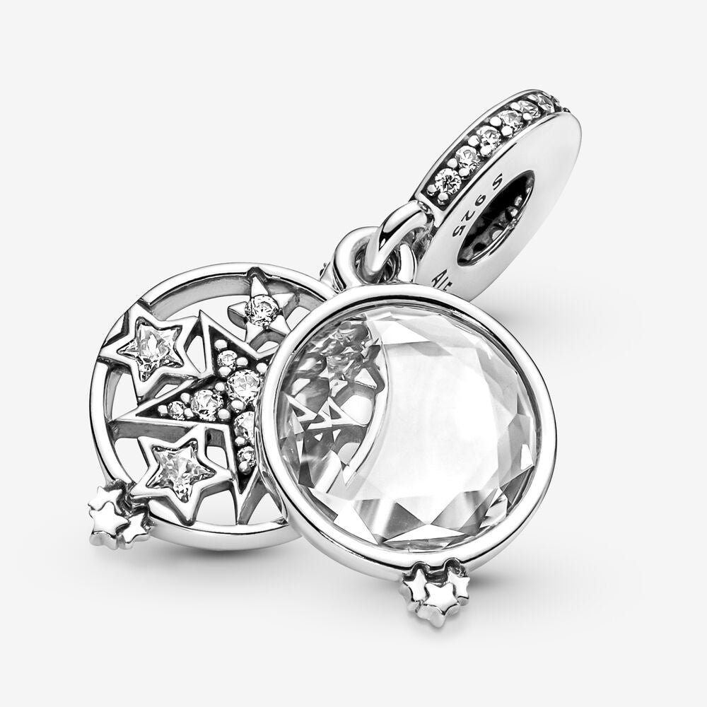 【Moments】PAN Magnified Star Double Dangle Charm 925 silver pendant 799640C01