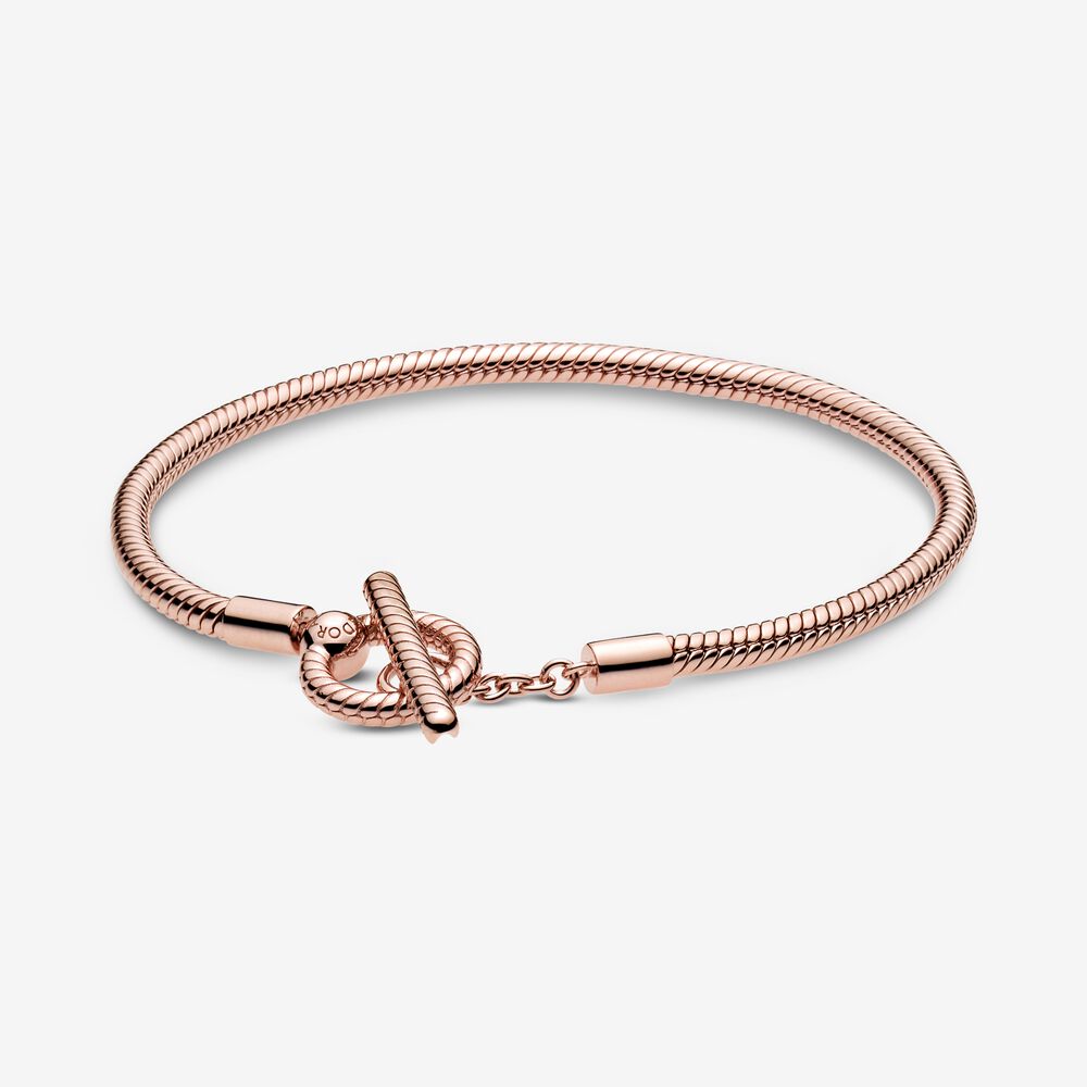 【MOMENTS】 PAN Moments T-Bar Snake Chain Bracelet 925 silver rose gold 599082C00 589087C00