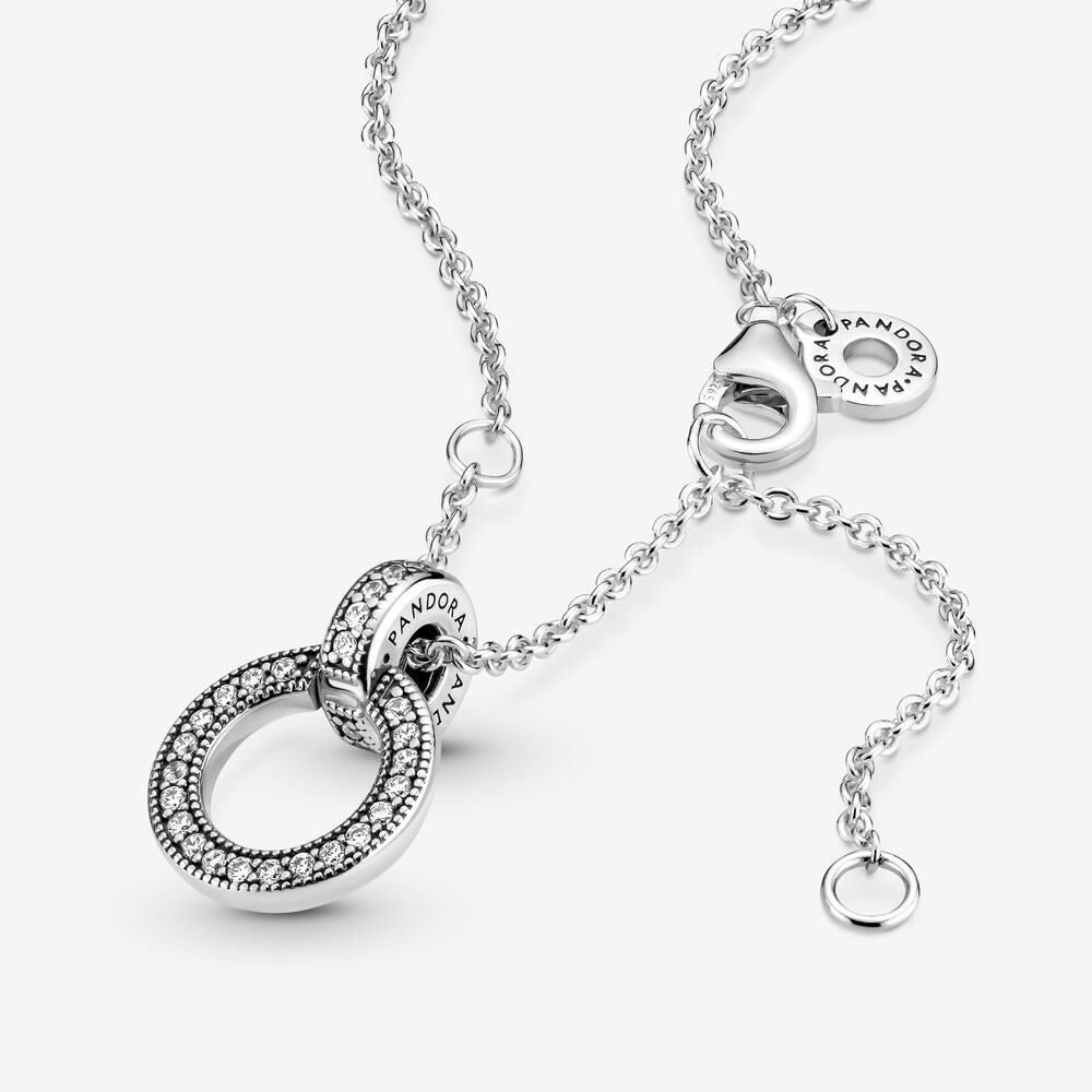 PAN Double Circle Pendant & Necklace 399487C01 925 Sterling Silver diamond women