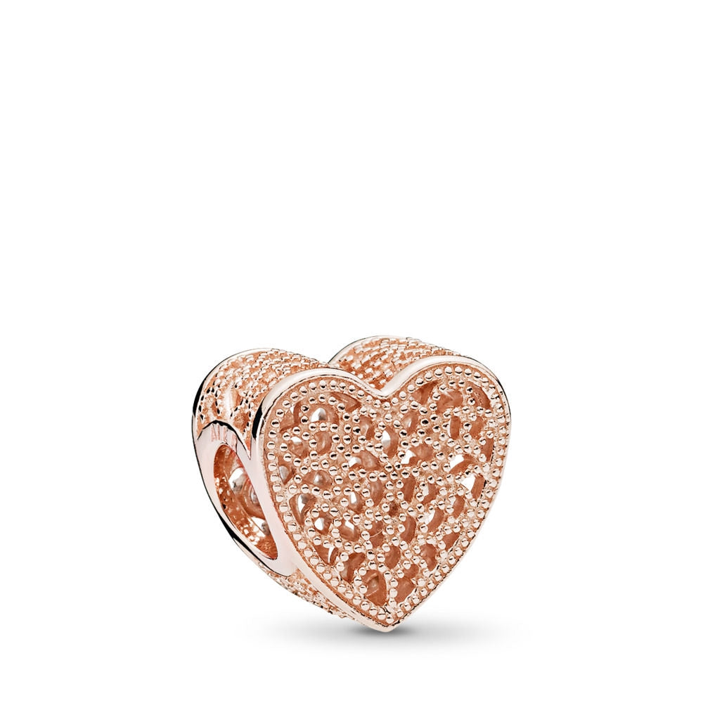 【Moments】PAN FILLED WITH ROMANCE OPENWORK HEART CHARM 925 Silver rose gold for women