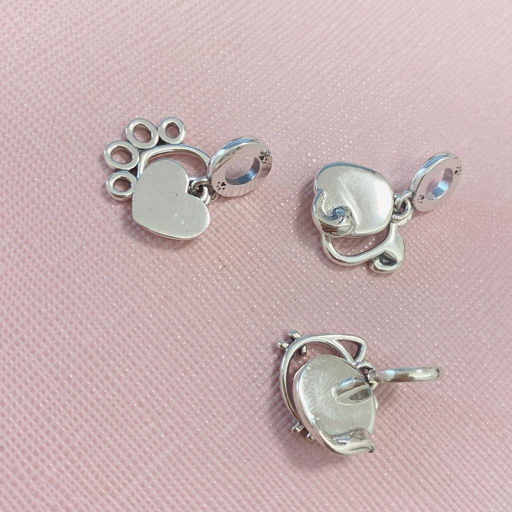 【Moments】Pan Hearts & Paw Print Dangle Charm 799360C00 925 Silver animal pendant 2021