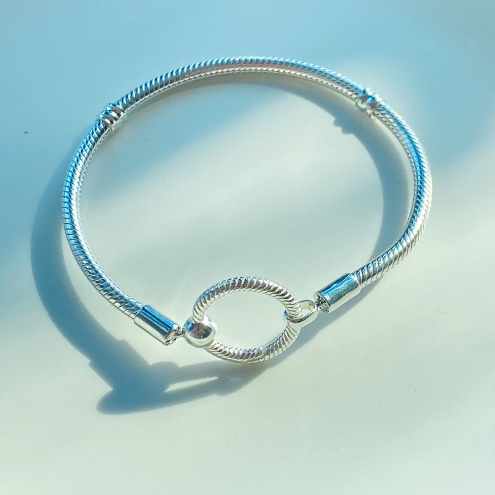 【MOMENTS】PAN Moments O Closure Snake Chain Bracelet 925 circle contracted DIY Sterling Silver