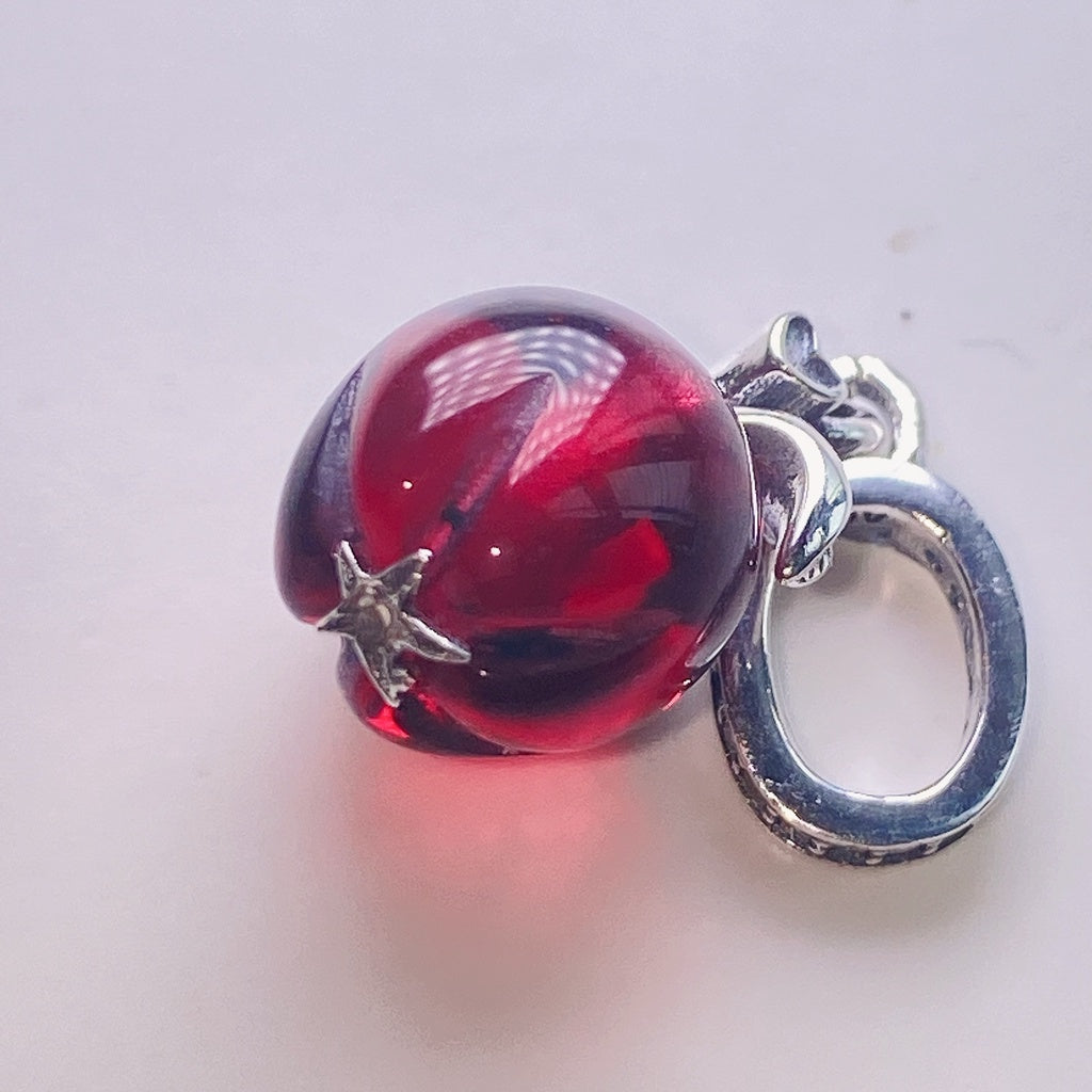 【Moments】Pan Murano Glass Red Apple Dangle Charm 799534C01 925 silver crystal red apple pendant