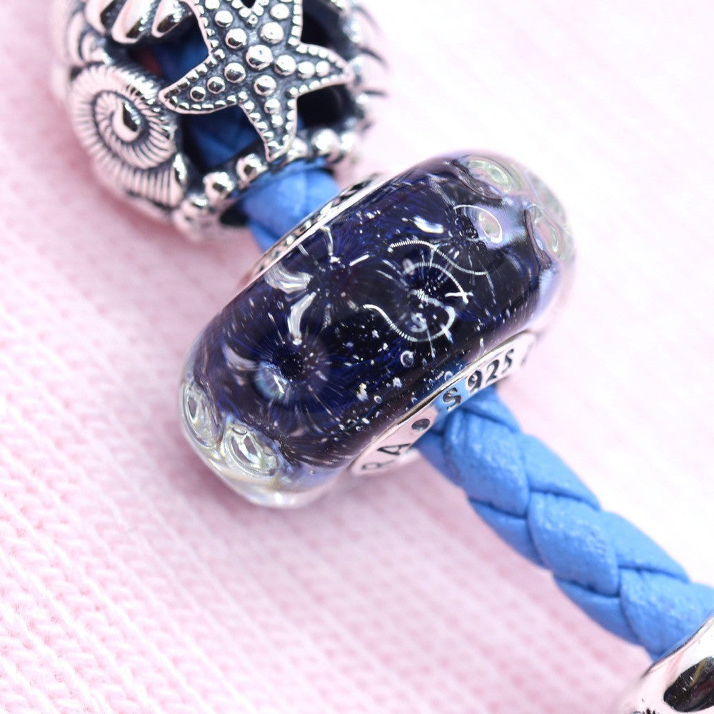 【Moments】Wavy Dark Blue Murano Glass Ocean Charm 798938C00 Pink Red Lavender