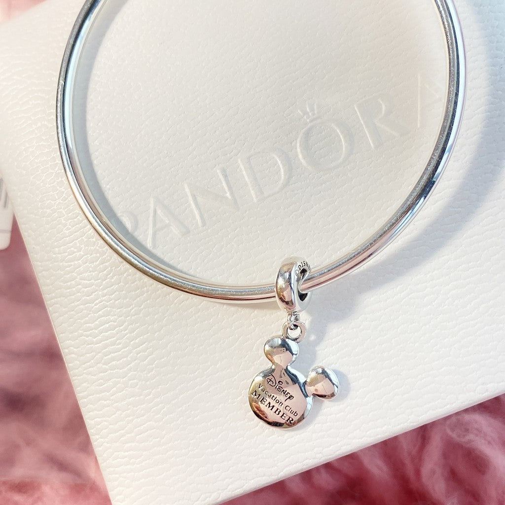 【Moments】Pan Disney Vacation Club Member Mickey Head Dangle charm 925 Silver blue Mickey Earth 791804EN91