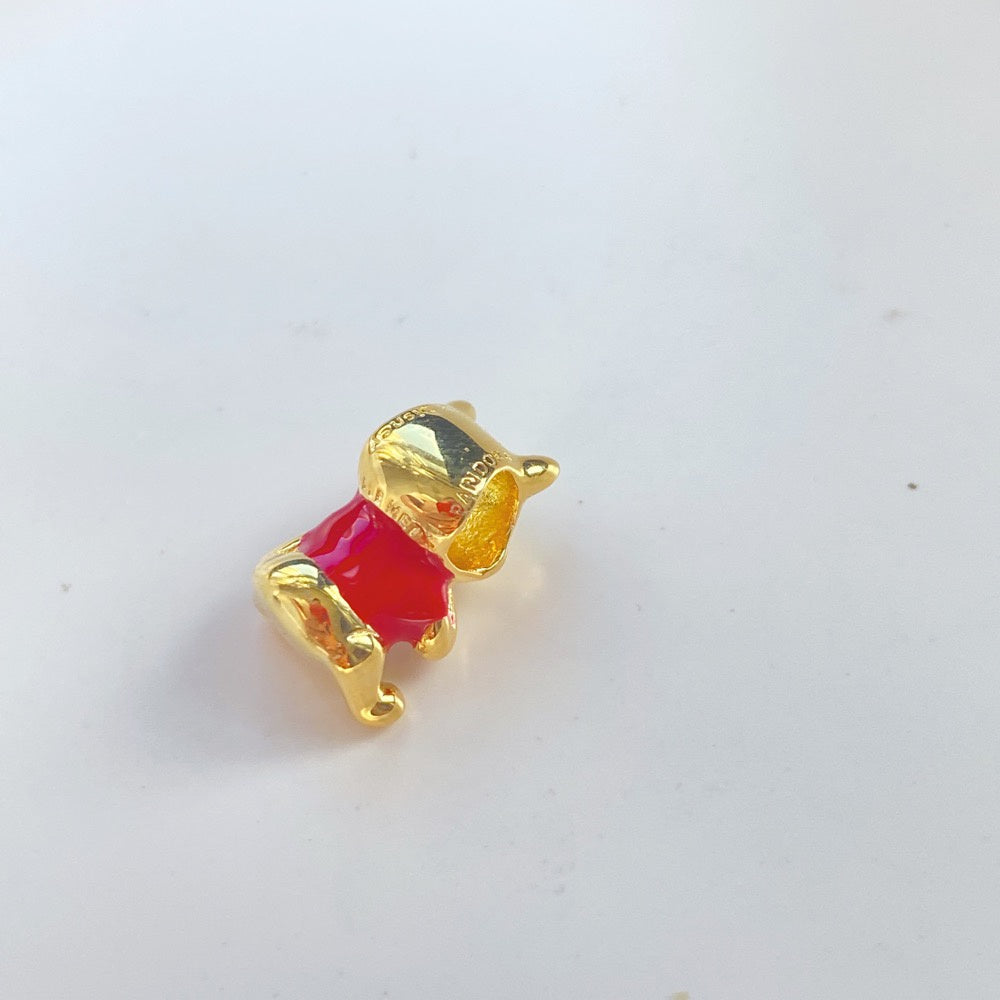 【Moments】Pan Winnie the Pooh Bear Charm 762212C01 Cartoon animal gold red