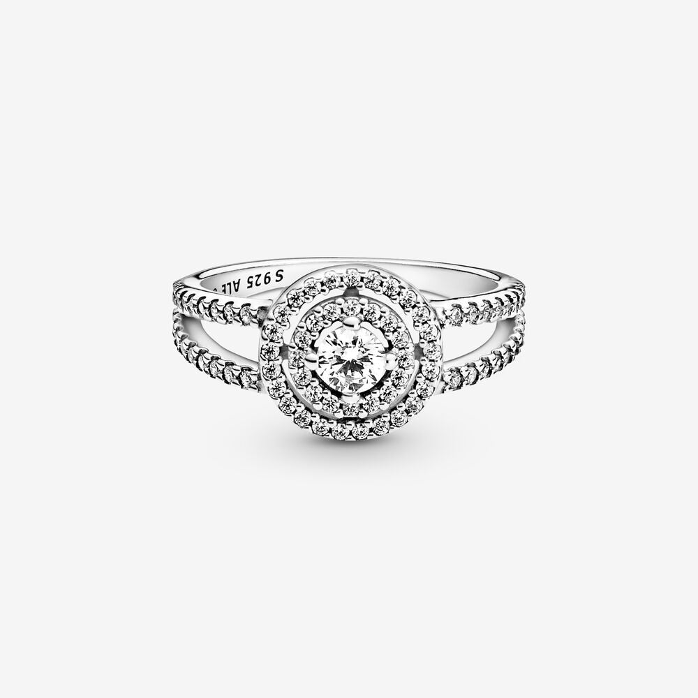 PAN Sparkling Double Halo Ring 199408C01 Simple 925 silver women diamond  round stone