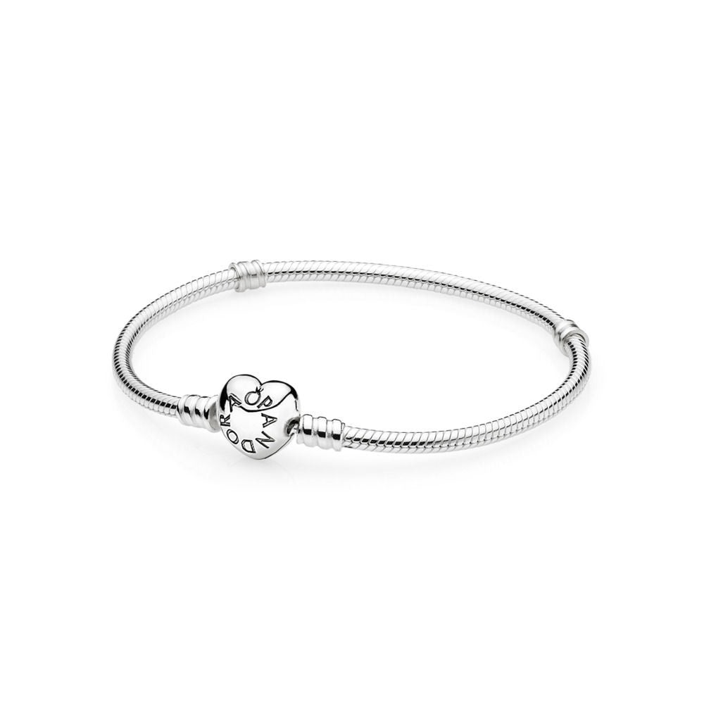 【Moments】Moments Heart Clasp Snake Chain Bracelet 925 silver Gold rose gold charm bracelet