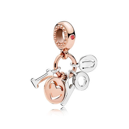 【Moments】PAN Rose I Love You Hanging Charm 925silver 786596CZR rose gold pendant