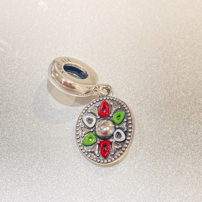 【Moments】Pan Sombrero Hat Dangle Charm pendant 925 silver 792200C01 Red green