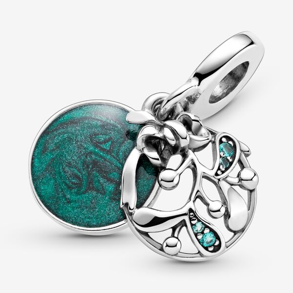 【Moments】PAN Christmas Mistletoe Dangle Charm 799229C01 pendant 925 silver green tree