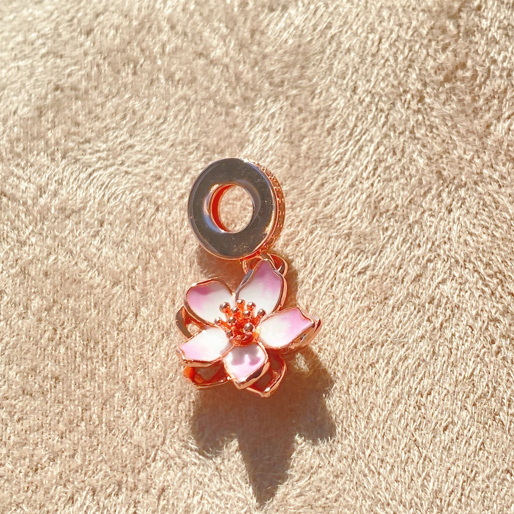 【Moments】PAN Cherry Blossom Dangle Charm pink Rose gold pendant 780667C01 Japanese flower