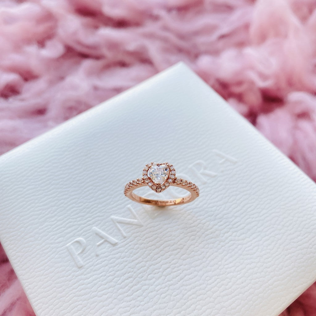 PAN Elevated Heart Ring 925 silver women diamond silver rose gold blue pink green ring