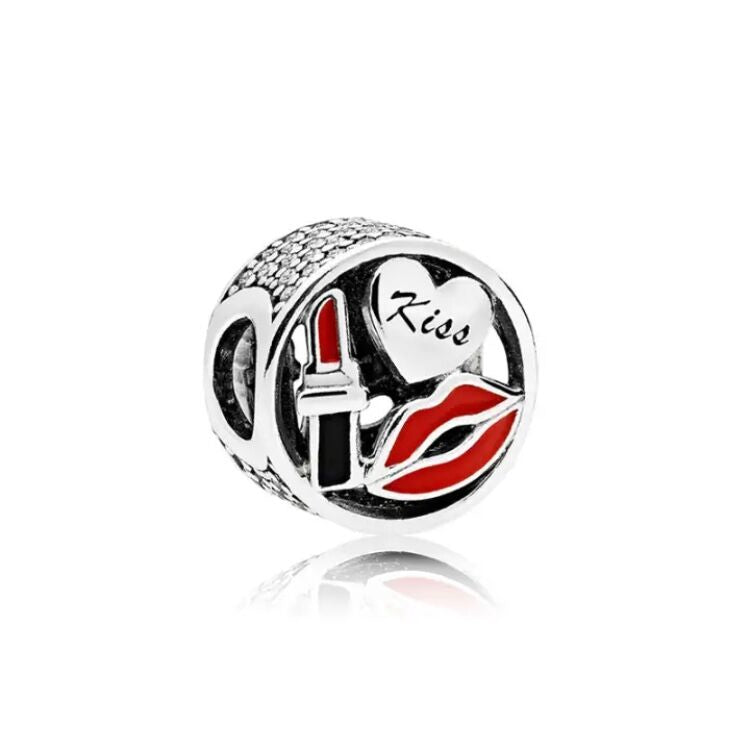 【Moments】Pan Kiss Charm 925 Silver for women red lip Lipstick diamond 796324ENMX