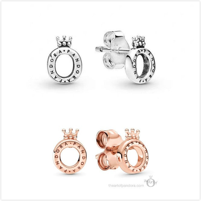 Pan Polished Crown O Stud Earrings 925 silver for women  298295 289034C00 rose gold