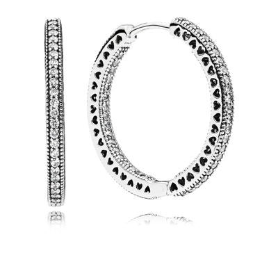 Hearts of PAN Hoop Earrings 925 silver diamond big hoop 296319CZ