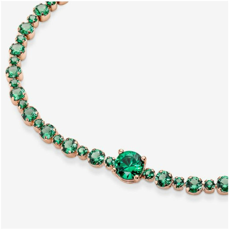 PAN Sparkling Pavé Tennis Bracelet 580044C01 Green Crystal for Women Girls 925 Sterling Silver