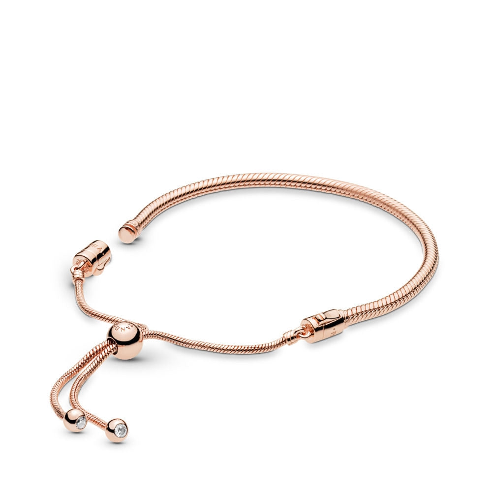 【Moments】PAN Snake Chain Slider Bracelet Rose gold free size 587125