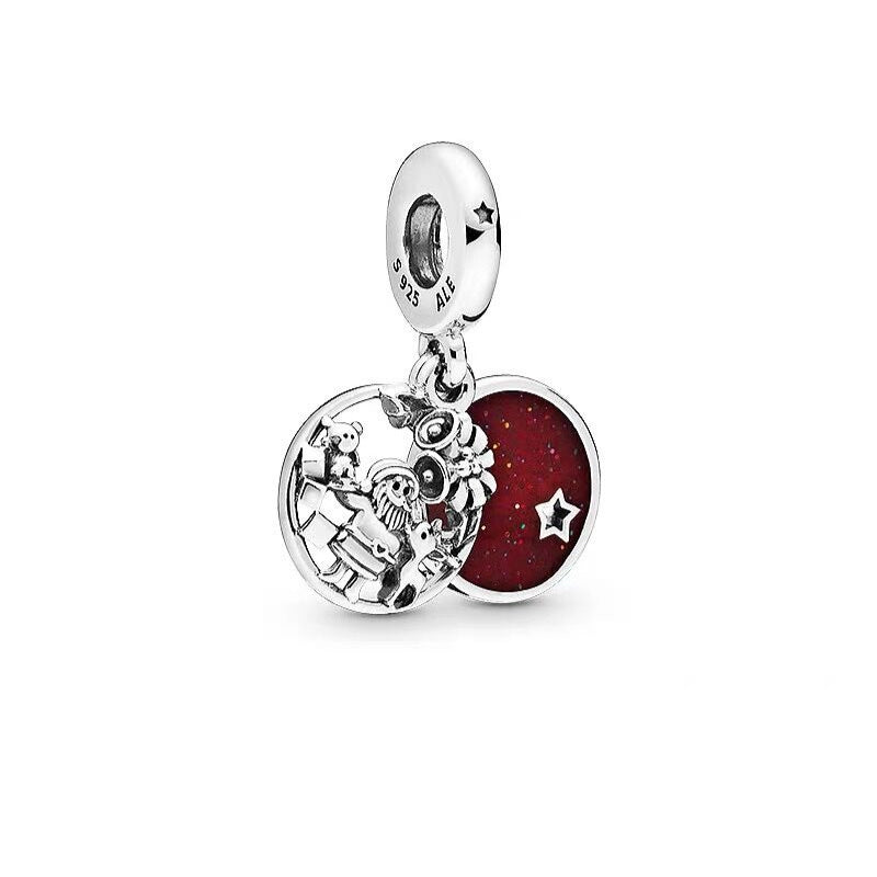 【Moments】Santa Love Peace Joy Dangle Charm 925 Silver pendant red 2019 Christmas 798468C01