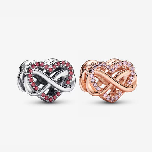 【Moments】Pan Family Infinity Red Heart Charm Rose gold Pink 925 silver Rose gold 782246C01 792246C01