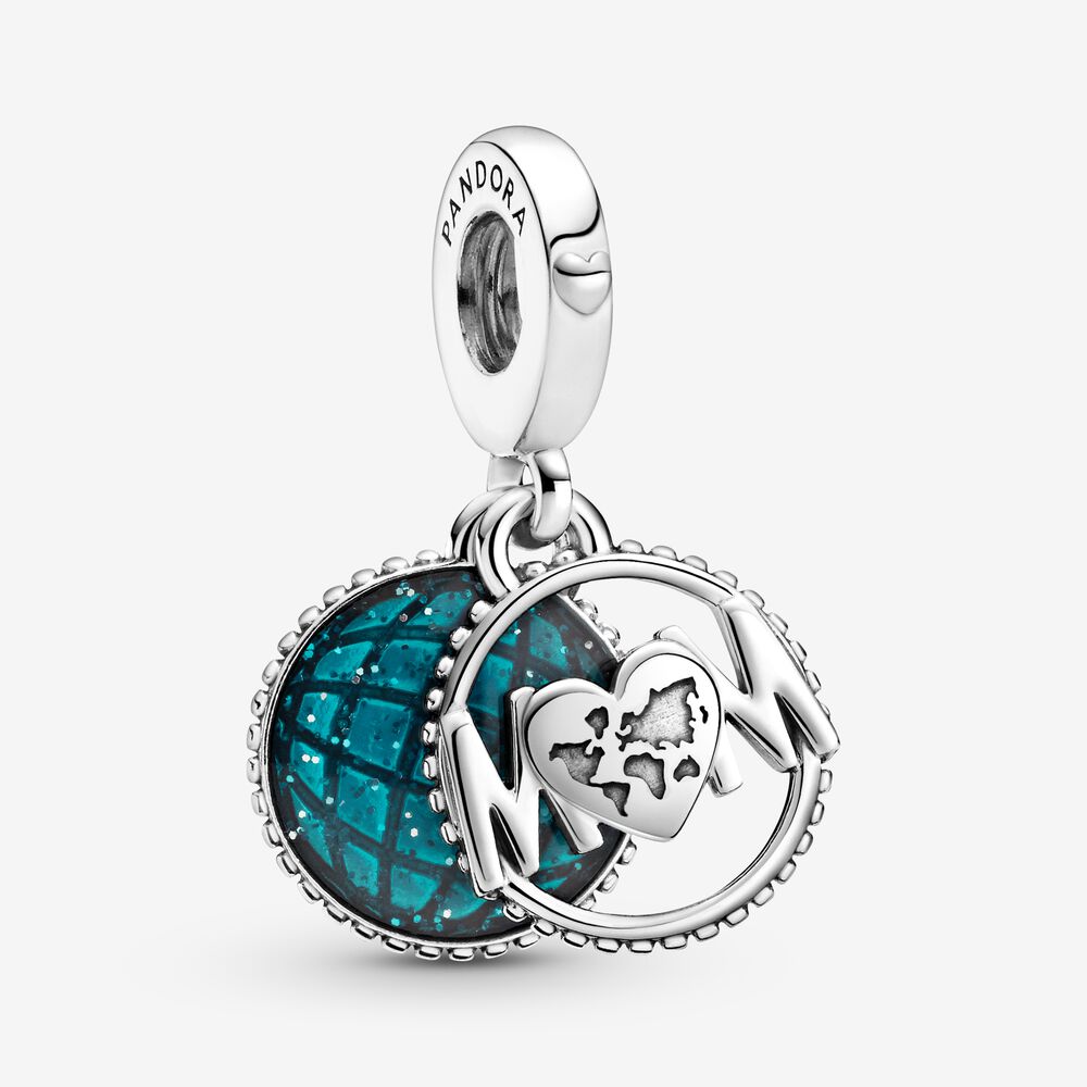 【Moments】Pan Glitter Globe Mom Dangle Charm 799368C01 925 Silver Green Pendant Family Love 2021