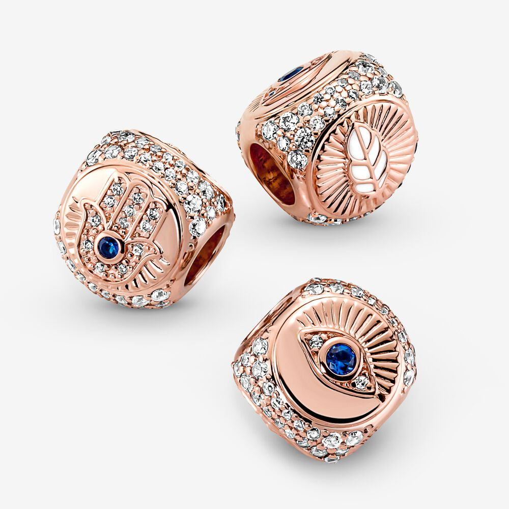 【Moments】PAN Hamsa, All-seeing Eye & Feather Three-sided Charm Rose gold 780101C01