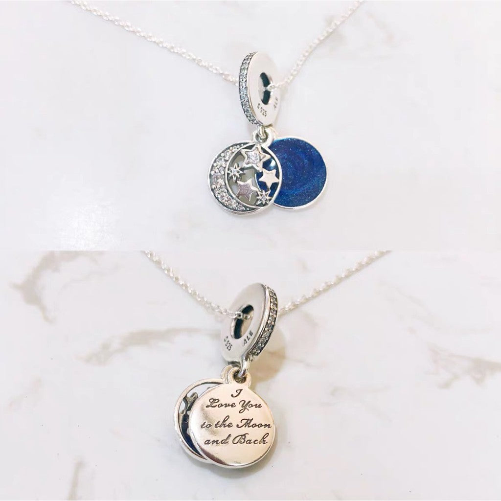 【Moments】Pan VINTAGE NIGHT SKY HANGING CHARM 925 silver necklace 791993CZ Blue