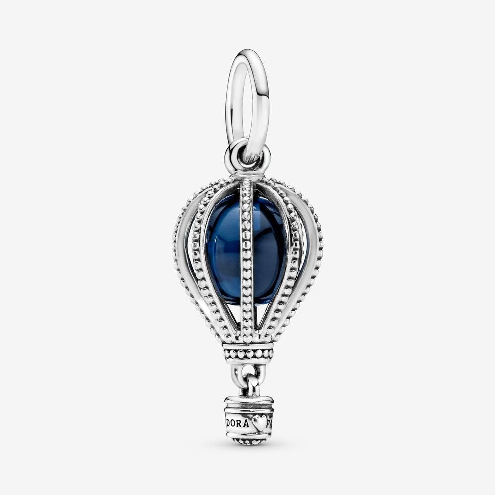 【Moments】Hot Air Balloon Dangle Charm 925 Silver Blue/Pink Crystal for women pendant 798064NMB 789434C01