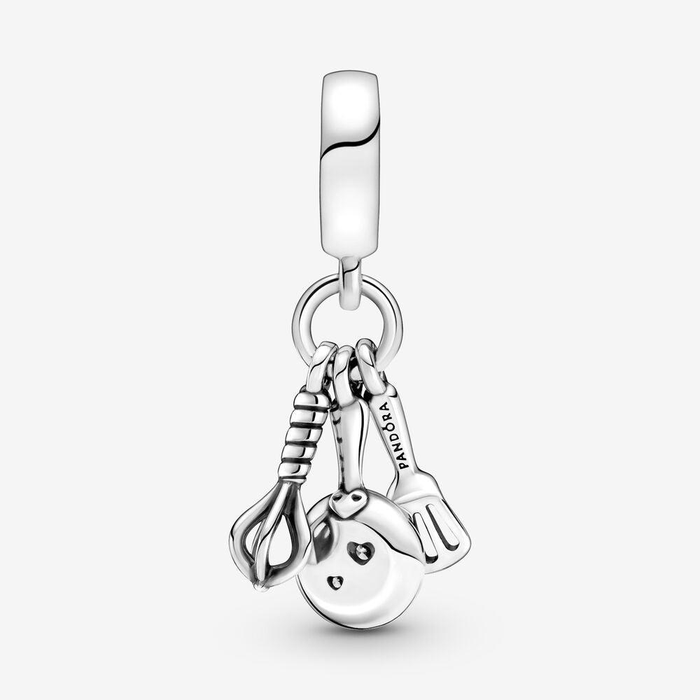 【Moments】Spatula Frying Pan & Whisk Dangle Charm 925 silver Pendant Kitchen cook 799531C01