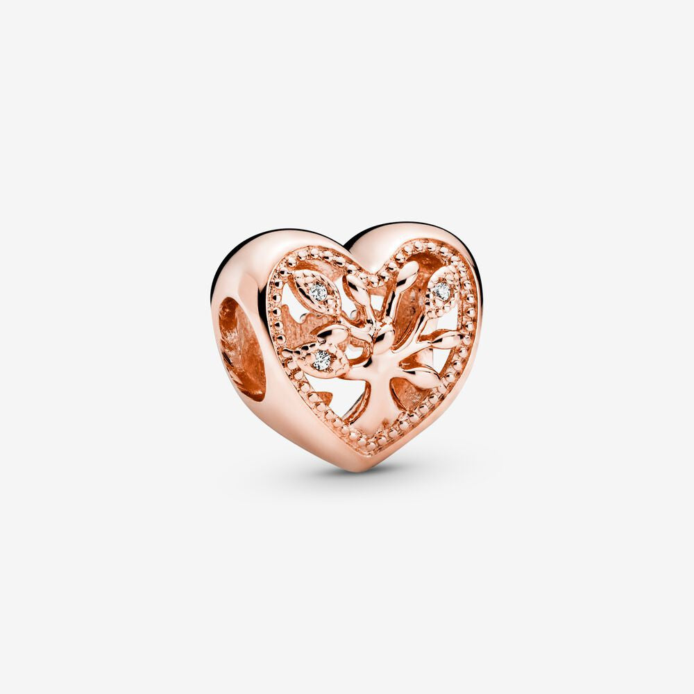 【Moments】PAN Openwork Family Tree Heart Charm 797058 788826C01 Rose gold 925 silver