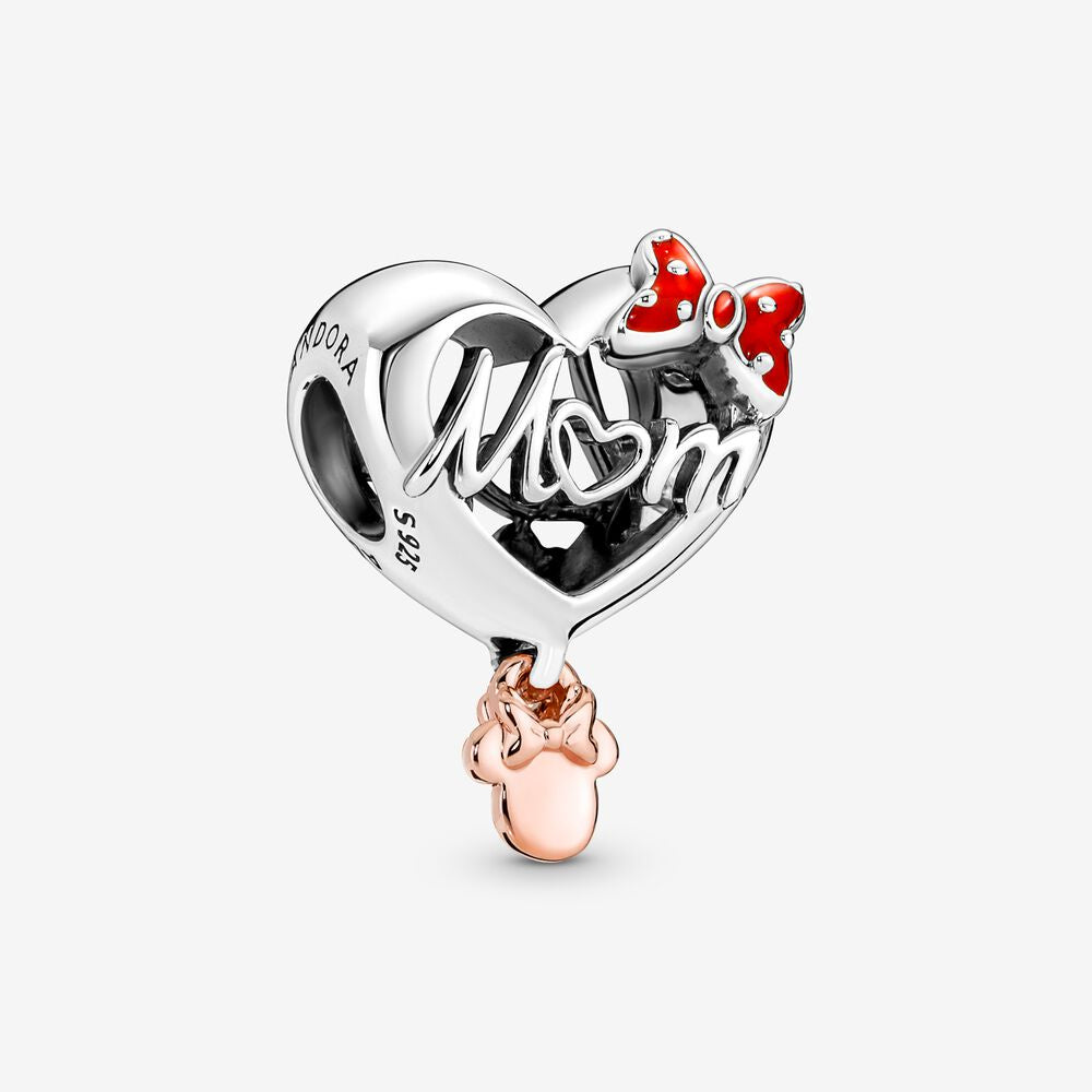 【Moments】Pan Minni Mouse Mum Heart Charm 781142C01 925 Red bow Silver Mother's Day pendant