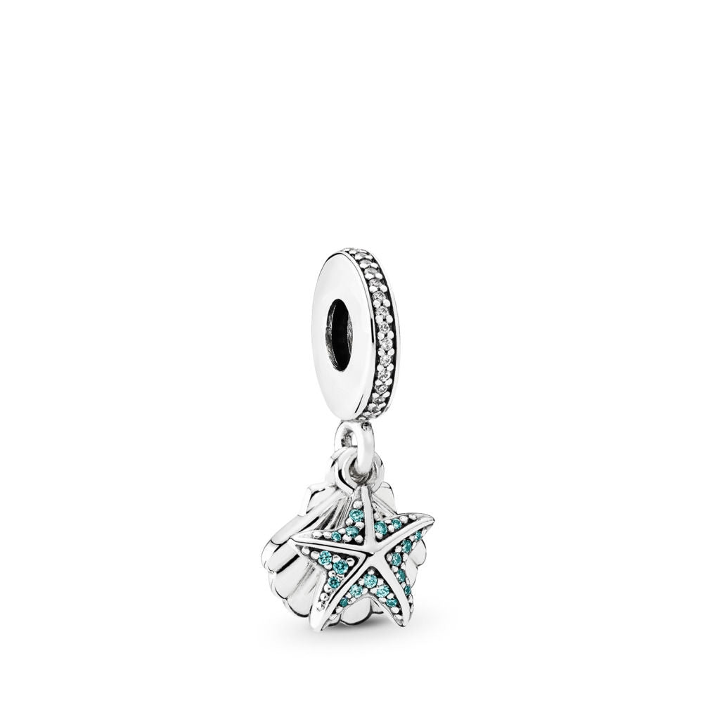 【Moments】Pan TROPICAL STARFISH & SEA SHELL HANGING CHARM 925 Silver  for women pendant