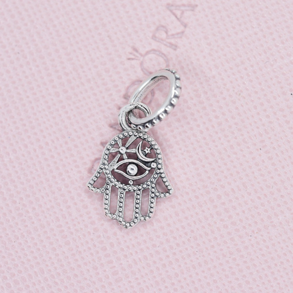 【Moments】PAN Protective Hamsa Hand Dangle Charm lucky pendant 799144C00 925 silver