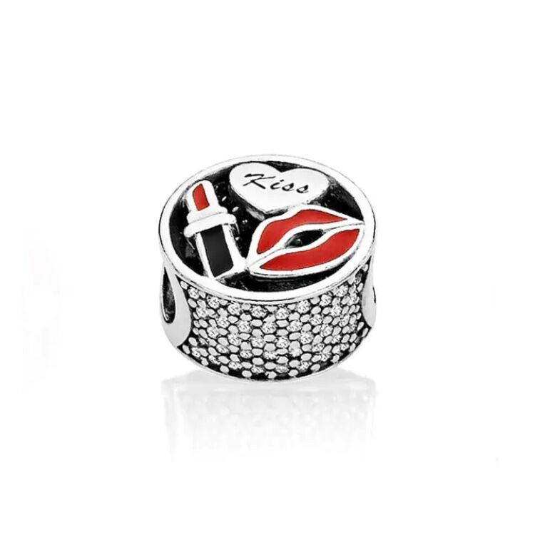 【Moments】Pan Kiss Charm 925 Silver for women red lip Lipstick diamond 796324ENMX